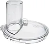 A clear plastic lid with a feeding chute for a food processor. Náhľad obrázku produktu