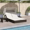 vidaXL Bain de soleil double avec toit et coussins Marron Voir les images du produit 2