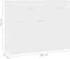 A white sideboard with dimensions indicated. Anteprima dell’immagine prodotto