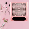 A pink nail dust collector with various manicure tools arranged around it on a pink background. Anteprima dell’immagine prodotto
