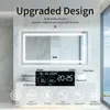 A modern bathroom vanity with a lighted mirror and a digital display showing time, date, and temperature. Podgląd zdjęcia produktu