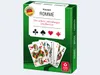 A product box for a card game, showing the front and side of the packaging, with playing cards displayed. Produktbild-Vorschau