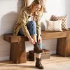 Banc en bois massif, banc d'entrée de style rustique en Voir les images du produit 2