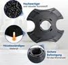 A close-up marketing image of a black plastic kitchen appliance part, with callouts highlighting its features. Produktbild-Vorschau