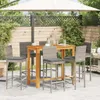 7-tlg. Gartenbar-Set Grau Massivholz Akazie und Poly Rattan Produktbild-Vorschau 3