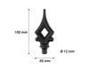 Zaunspitze 100x45mm (12mm) Alpha Metallspitze Zierspitze Produktbild-Vorschau 3