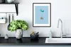 MuchoWow® MuchoWow® Gerahmtes Poster Zwei Möpse auf blauen Produktbild-Vorschau 4