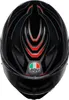 A top-down view of a black motorcycle helmet with red and gray accents. Podgląd zdjęcia produktu