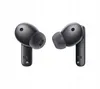 A pair of black wireless earbuds are shown against a white background. Podgląd zdjęcia produktu