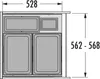 A diagram showing the dimensions of a waste sorting system. Voir les images du produit