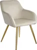 A cream-colored upholstered chair with gold legs, isolated on a white background. Náhled obrázku produktu