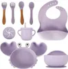 KIK Silikon-Geschirr-Set fü r Kinder Krabbe 9 Stü ck - lila Produktbild-Vorschau 1