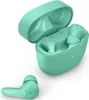 A pair of green wireless earbuds and their charging case are shown against a white background. Voir les images du produit