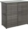A gray polyrattan bar cabinet with a glass top, shown from the front. Produktbild-Vorschau