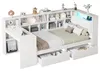 Lit plateforme en bois en forme de L avec bureau, étagère à Voir les images du produit 6