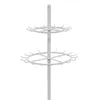 A white metal tie and belt rack with two tiers of hooks, displayed against a white background. Podgląd zdjęcia produktu