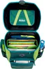 An open school backpack filled with school supplies. Produktbild-Vorschau