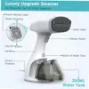 An image of a handheld garment steamer with labels pointing to its various parts. Produktbild-Vorschau