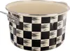 A close-up view of a black and white checkered pot with silver handles. Náhled obrázku produktu