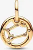 A gold-colored pendant shaped like the Gemini constellation, with small stars and cubic zirconia accents. Podgląd zdjęcia produktu
