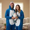 Onesie kigurumi pyžamový kostým pro dospělé žralok tmavě Náhled obrázku produktu 2