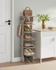 A narrow, 7-tier shoe rack with shoes and a handbag displayed. Náhled obrázku produktu