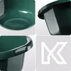 A collage of four close-up images of a green plastic bowl, with a white letter K logo in the bottom right quadrant. Anteprima dell’immagine prodotto