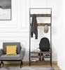 HOMCOM Stojan na kabáty a topánky s 8 háčikmi, MDF, čierny Náhľad obrázku produktu 10