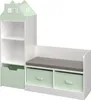 A children's storage bench with a bookshelf in a house design. Podgląd zdjęcia produktu