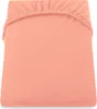A close-up, top-down view of a peach-colored fitted sheet. Produktbild-Vorschau