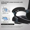 Close-up of a gaming chair armrest with diagrams illustrating its functionality. Produktbild-Vorschau