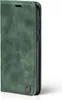 A green flip cover case for a smartphone, shown from the side. Produktbild-Vorschau