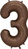 Fóliový balón číslo "3" - 86 cm, mocca, hnedý, satén Náhľad obrázku produktu 1