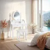 Coiffeuse avec miroir 4 tiroirs - blanc Voir les images du produit 8