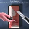 A hand holding car keys is about to scratch a phone screen protector with a utility knife, demonstrating its scratch resistance. Produktbild-Vorschau