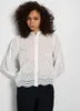 Bluse mit Lochstickerei Design Feines Muschelsaum Hemd | 36 Produktbild-Vorschau 2