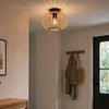 Stropná lampa, 30 cm, E27, bambus/kov, prírodná/čierna Náhľad obrázku produktu 1