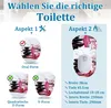 A graphic comparing different toilet seat shapes with decorative designs. Produktbild-Vorschau