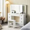Coiffeuse LED CLIPOP, station de charge, avec 7 tiroirs et Voir les images du produit 1