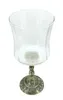 Glas Windlicht auf Metall Standfuß silber schwarz 10 x 24cm Produktbild-Vorschau 3