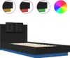 vidaXL Bettgestell mit Kopfteil und LED-Leuchten Schwarz Produktbild-Vorschau 1