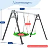 A diagram showing the dimensions of a children's swing set. Produktbild-Vorschau