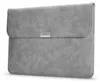 A gray laptop sleeve with a silver logo in the center. Produktbild-Vorschau