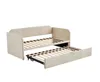 A beige daybed with its trundle bed pulled out, shown against a white background. Anteprima dell’immagine prodotto