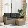 Design 4-tlg. Garten-Sofagarnitur mit Kissen Grau Poly Produktbild-Vorschau 1