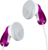 A pair of pink and white in-ear headphones against a white background. Produktbild-Vorschau