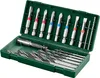 A set of drill bits and screwdriver bits in a green plastic case. Produktbild-Vorschau