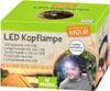 A product box for a LED headlamp, showing a child wearing it in an outdoor setting. Produktbild-Vorschau