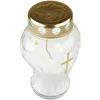 Bougie funéraire verre "coeur" 17cm - pack de 3 blanc Voir les images du produit 4