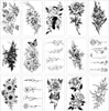 15 Blumen-Tattoo-Aufkleber, schwarze Tattoo-Aufkleber für Produktbild-Vorschau 1